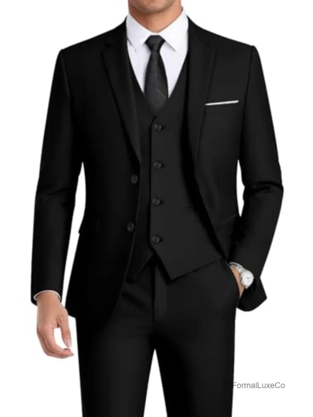 Men's 3-Piece Slim Fit Suit Set Blazer Vest Pants Formal Wedding Prom Business